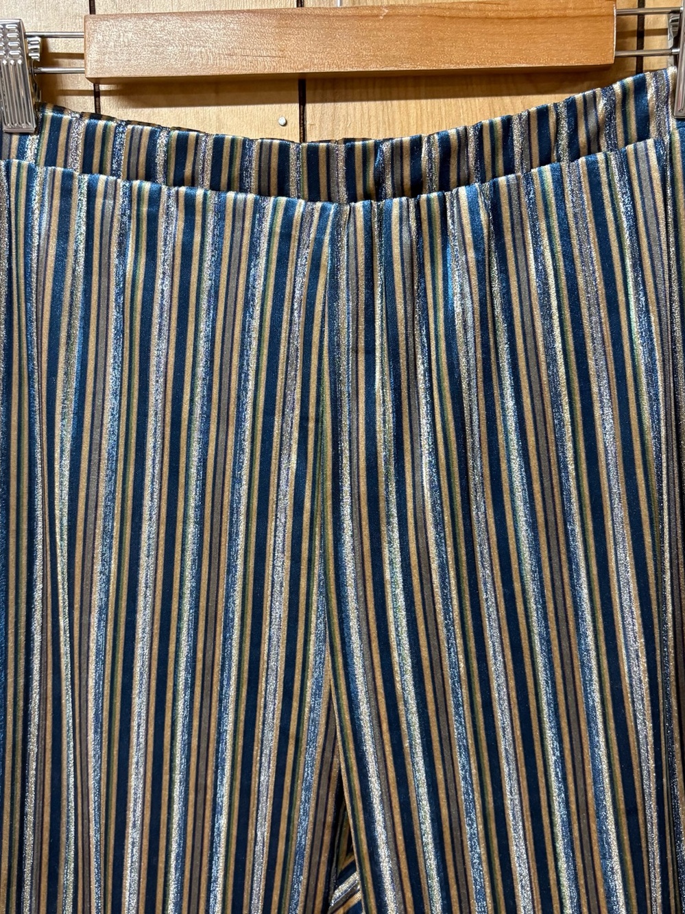 Natural Life Striped Flare Pant Retro 70s Bell Bottom Velour Boho Metallic Large - Picture 4 of 11